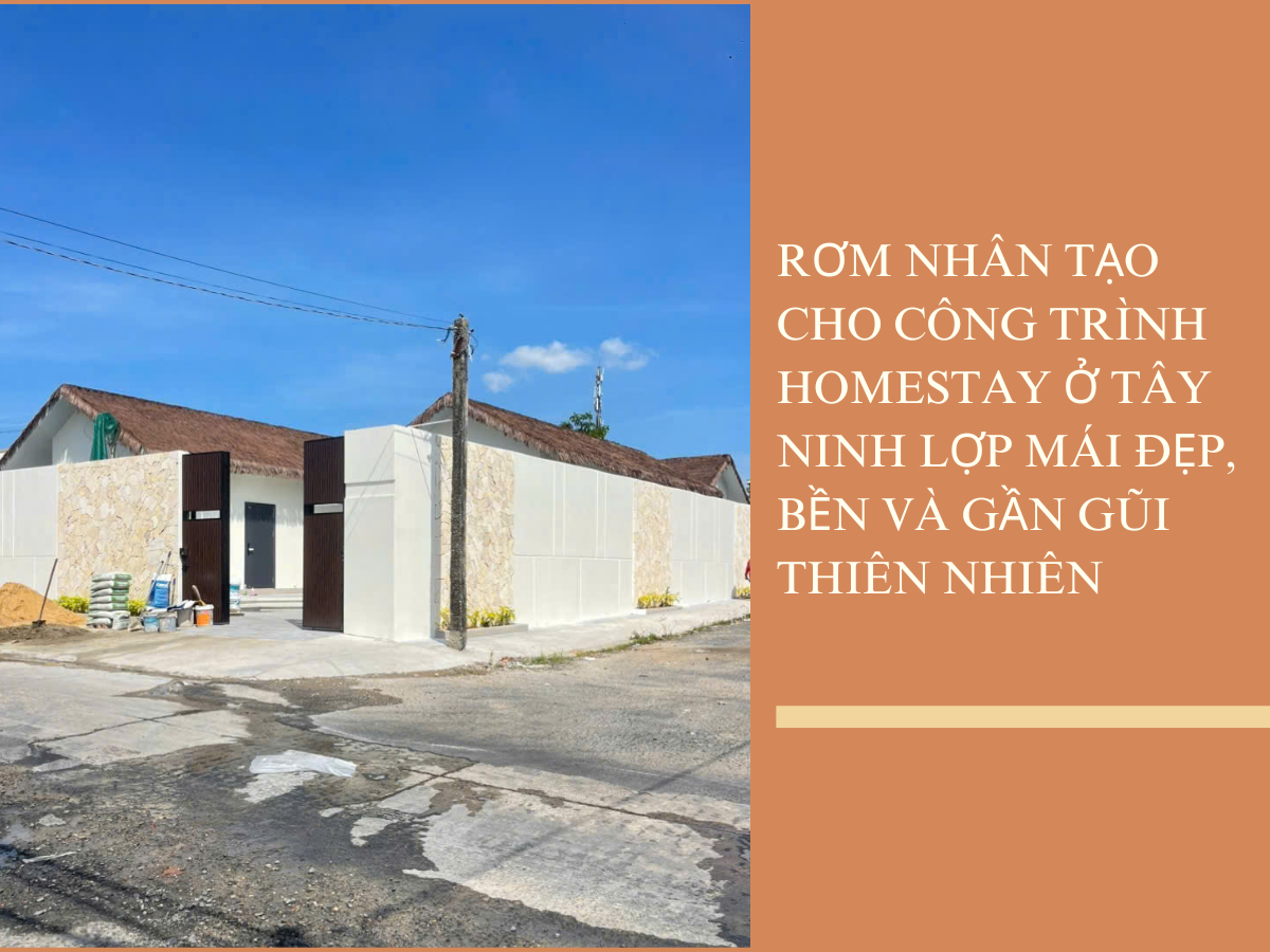 Rơm Nhân Tạo Cho Công Trình Homestay Ở Tây Ninh Lợp Mái Đẹp, Bền Và Gần Gũi Thiên Nhiên